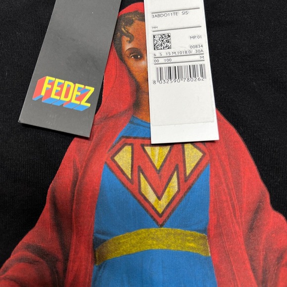 SISLEY X NO GOD MENS SAINT SHIRT BLACK BENETTON FEDEZ - Picture 4 of 7